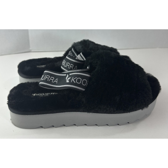 Koolaburra by UGG Fuzz'n II Black Cozy Slingback Ankle Strap Fleece Slippers 7 - Picture 8 of 12